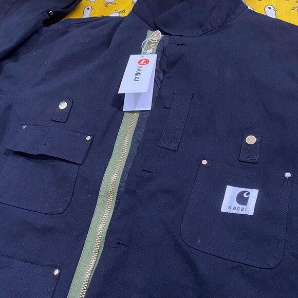 Sacai x Carhartt Black Workwear Jacket Men's Size L - Picture 4 of 11